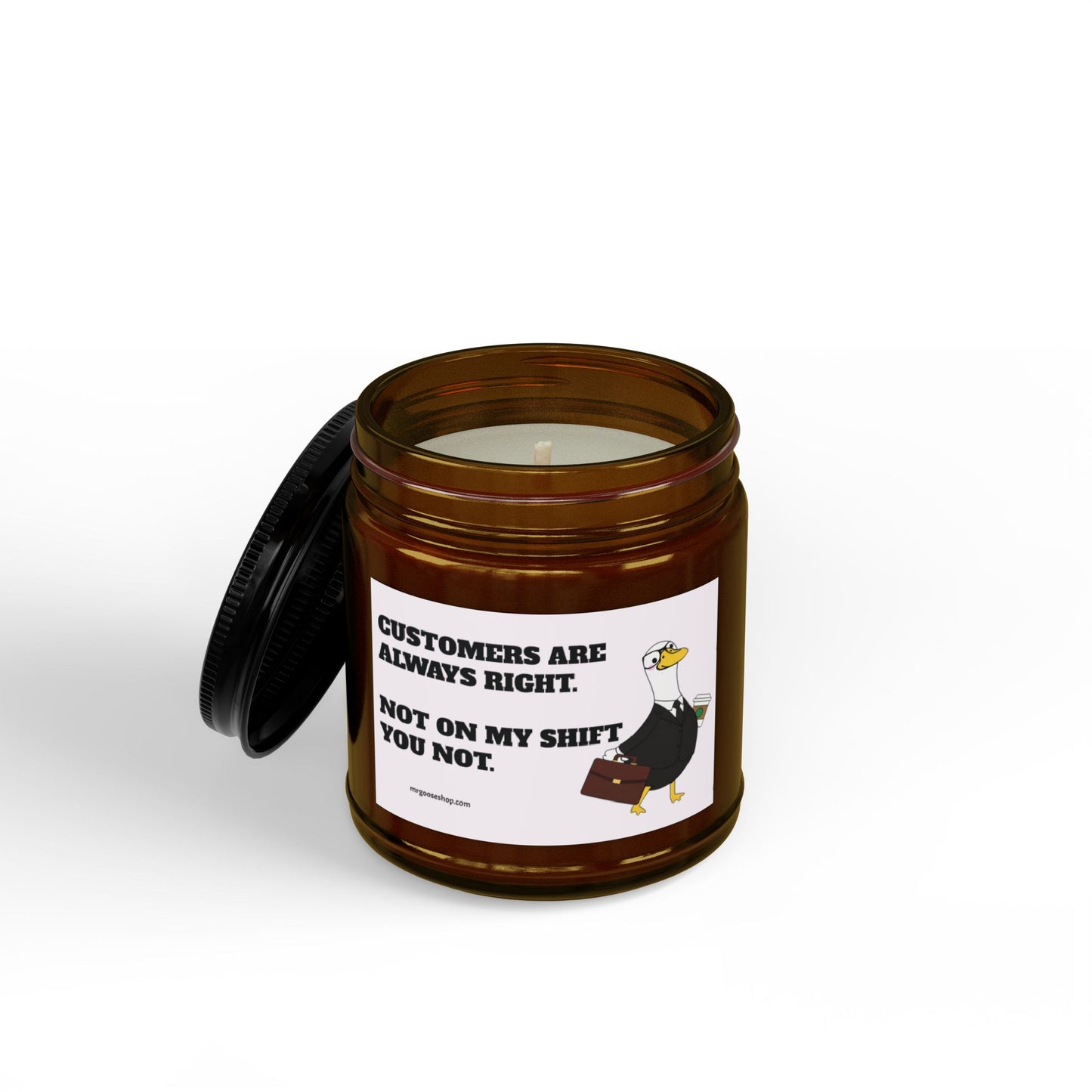 Scented Soy Candle — “Customers Are Always Right” Amber Jar (4oz & 9oz)