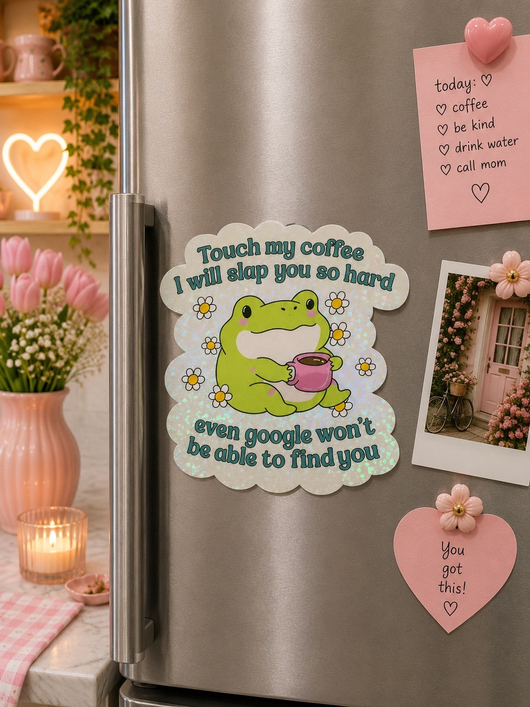 Touch My Coffee Holo Magnet 3"