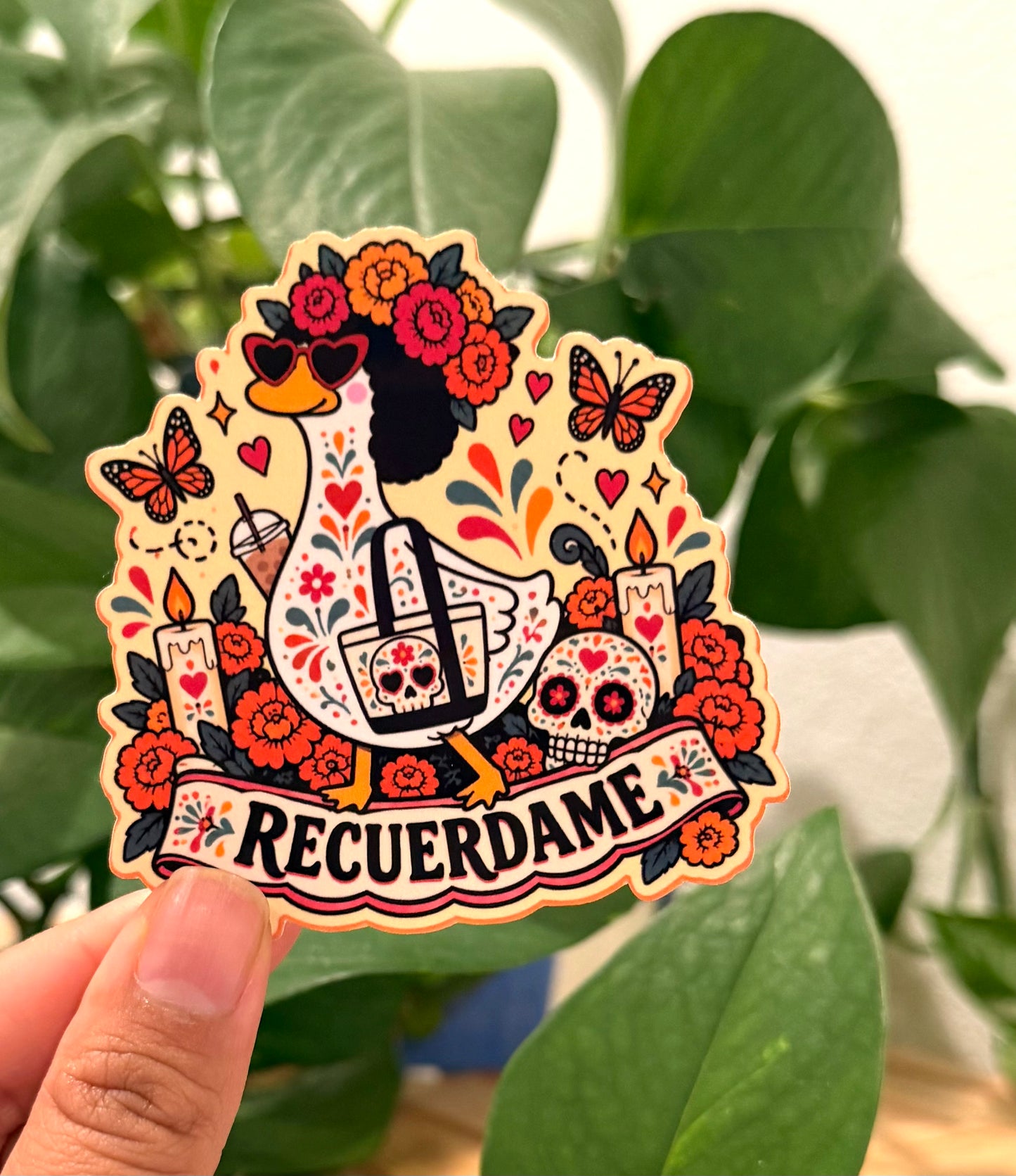 Dia De Los Muertos Recuerda Vinyl Glossy Sticker 3" Limited Time Design