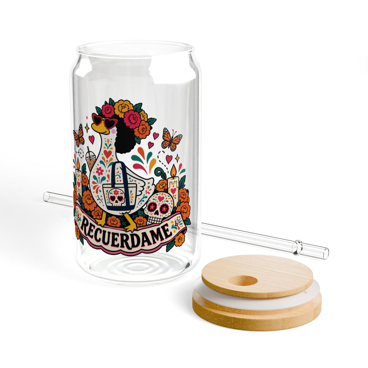 Dia De Los Muertos Recuerdame Glass Tumblr 16 oz