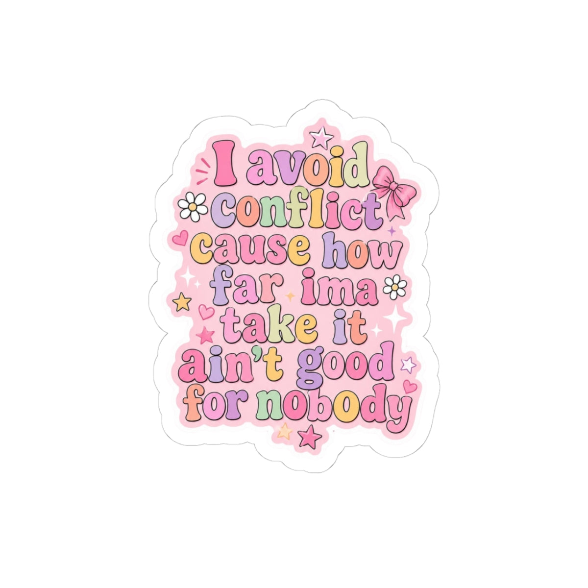 International *Avoid Conflict Pastel Sticker — Funny Self-Care Laptop Decal