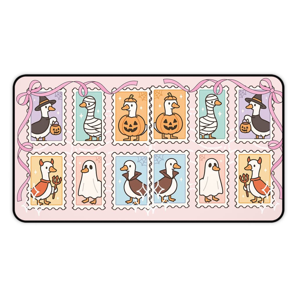 Cute Halloween Goose Desk Mat — Pastel Spooky Stamp Mouse Pad