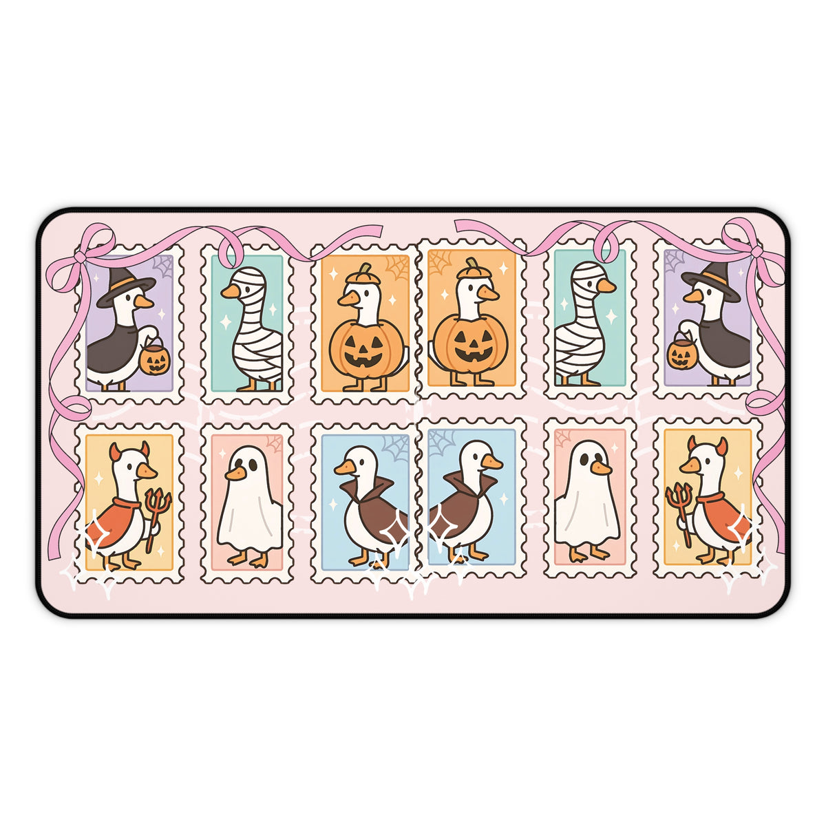 Cute Halloween Goose Desk Mat — Pastel Spooky Stamp Mouse Pad