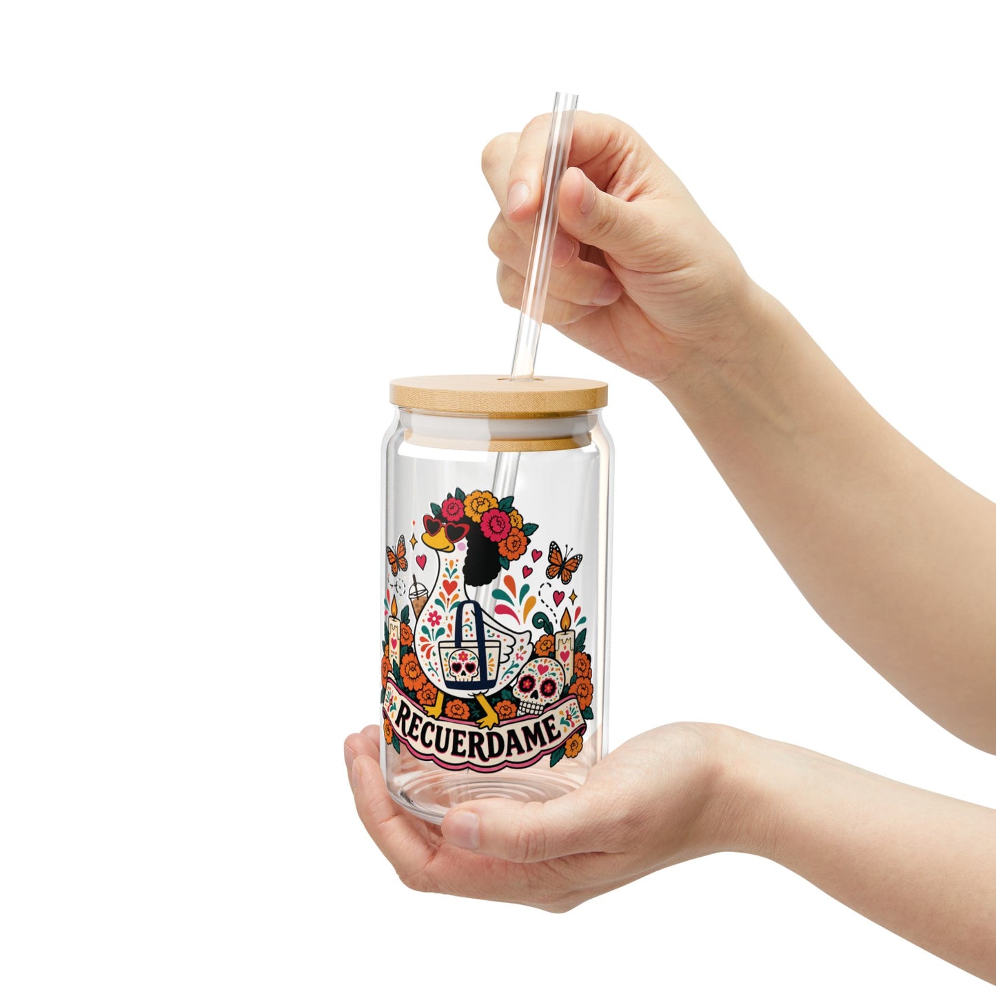 Dia De Los Muertos Recuerdame Glass Tumblr 16 oz