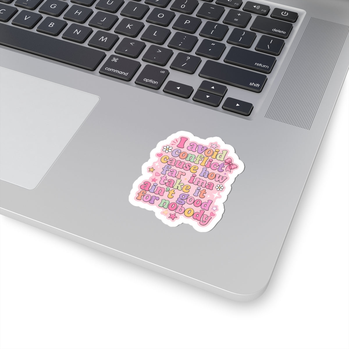 International *Avoid Conflict Pastel Sticker — Funny Self-Care Laptop Decal