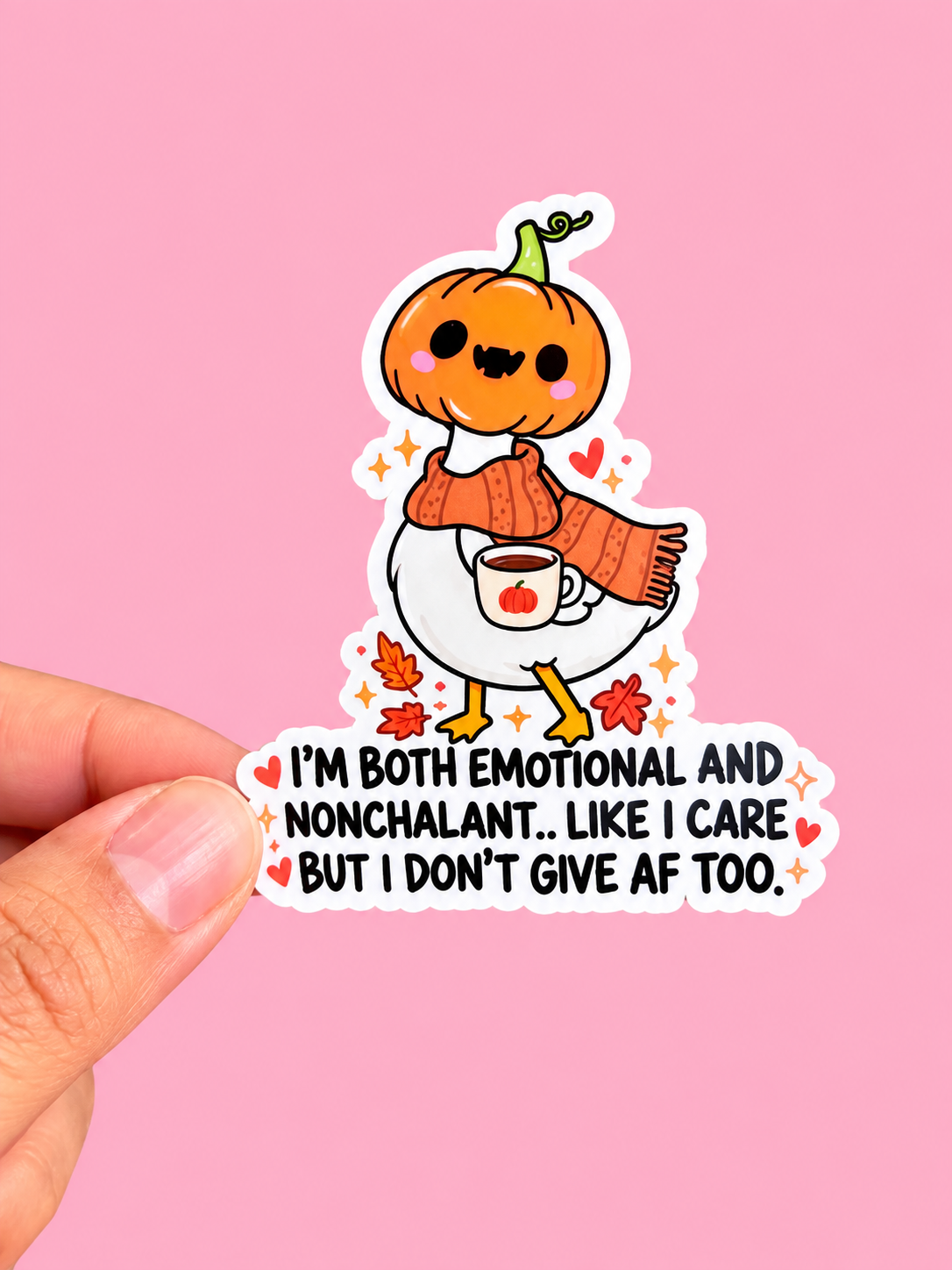 I'm Both Emotional and Nonchallant Sticker 2.7" Glossy Vinyl