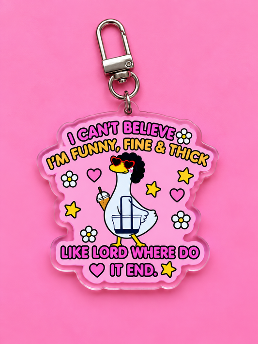 I Can't Believe I'm Funny Keychain 3" Gold Tone Hook