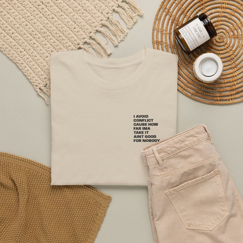 I Avoid Conflict T-Shirt Embroider Design
