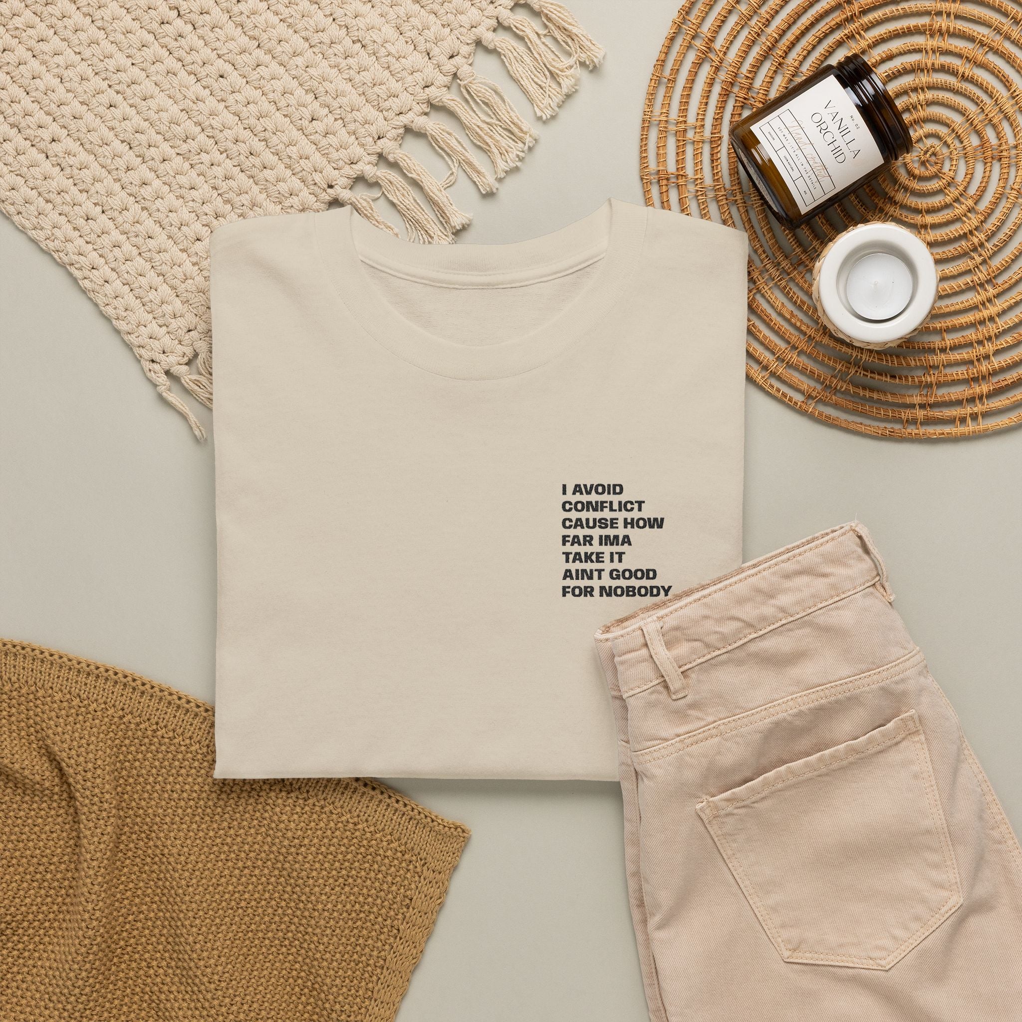 I Avoid Conflict T-Shirt Embroider Design
