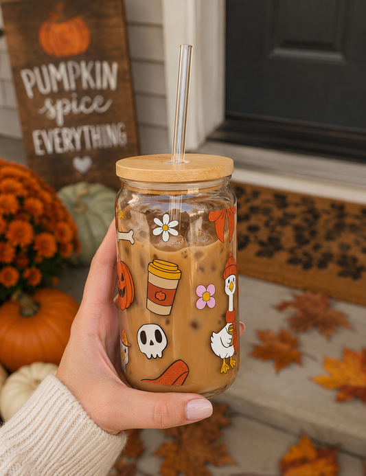 Fall Silly Goose  Glass Tumblr 16 oz
