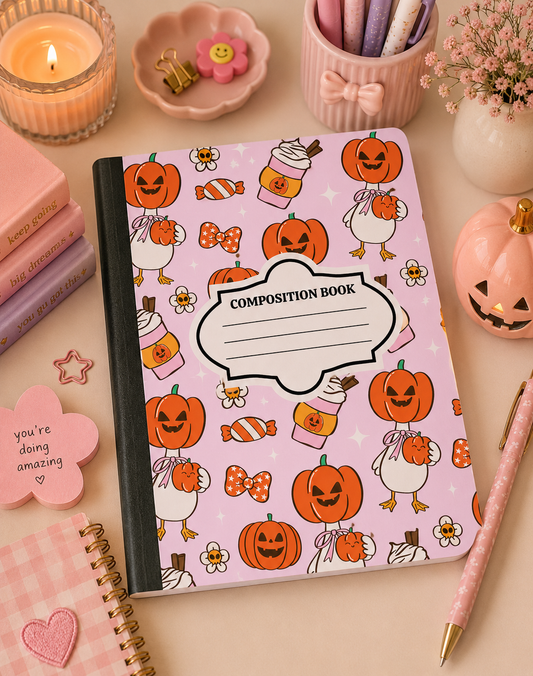 Mr.Goose Composition Book Cute Pumpkin Fall Goose