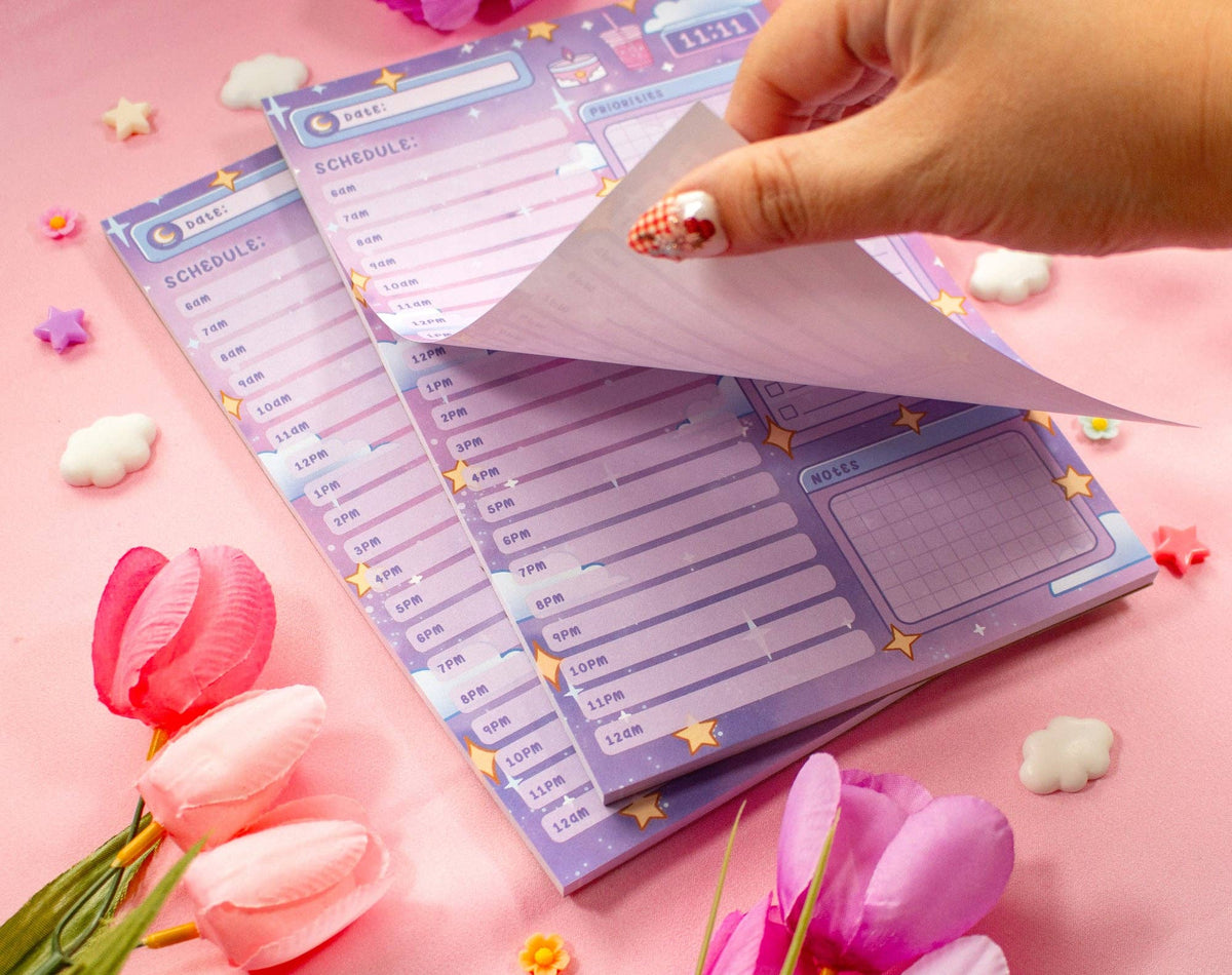 Study Night Hourly Planner Pad